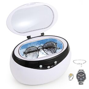 Ultrasonic Jewelry Cleaner, Professional Ultrasonic Cleaner 22oz (650ml) with 5 Digital Timer for Cleaning Jewelry, Necklace, Rings, Eyeglasses, Watches, Dentures, Coins, Shaver Heads, Makeup Brushes