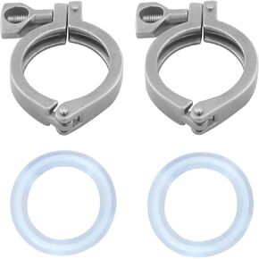Stainless Steel 304 Single Pin Heavy Duty Sanitary Tri Clamp with Wing Nut and Silicone Gasket for Ferrule TC 2" 2PCS