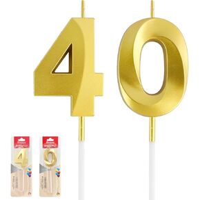 40th Birthday Decorations for Men, Gold 40th Birthday Candles, 40th Birthday Gifts Women Men 40 Year Old Happy 40th Birthday Decorations Cake Topper Number 40 Candle Cake Sparkler 40th Birthday Decor