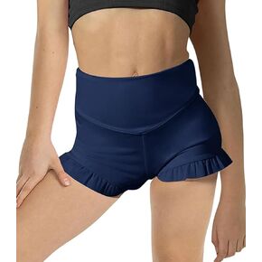 Girls Athletic Shorts High Waisted Ruffle Dance Shorts Yoga Workout Running Shorts