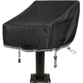Boat Folding Seat Cover, 600D Waterproof Fishing Chair Cover, Resistant No Fading Pedestal Pontoon Chair Seat Cover, Outdoor Waterproof boat captain seat cover, 20"L x 19"W x 14"H Black
