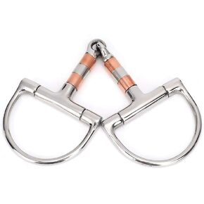 TOPINCN Horse Snaffle Stainless Steel Horse Chew French Link Loose Thickeness Bit Loose Mouth Bit Roller with Copper Stainless Steel Rollers for Horse