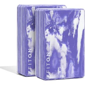 FitOn 2 pack of Premium Yoga Blocks - Portable High-Density EVA Foam Blocks - 3 Height Levels, Lightweight for Deeper Stretches, Enhanced Poses, and Alignment - Slip-Resistant Grip - 9x6x3 inches
