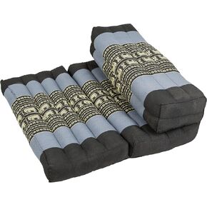 GABUR Kapok Dreams ™ Foldable Meditation Cushion, 100% Kapok Zafu/Zabuton, Thai Design Blue Elephants