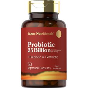 Prebiotic, Probiotic & Postbiotic | 25 Billion CFU | 50 Powder Pills | Men and Women's Digestive Health | Vegetarian and non-GMO Supplement