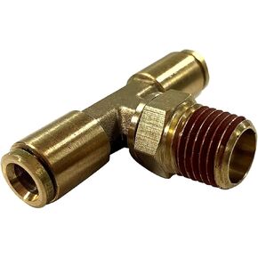 1/4" Tube O.D. x 1/4" MNPT Heavy Duty Brass Push-In Swivel Branch Tee, Splitter For Air Line, Pneumatic Fitting (1)