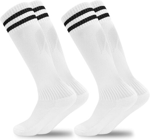 GRPSKCOS Kids Soccer Socks, 2 Pairs Sports Girls Boys Knee High Tube Socks Toddler Stripes School Uniform Stockings in Saudi Arabia