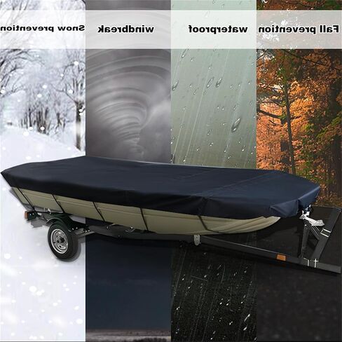Boat Cover Replacement for Jon Boats 14ft Heavy Duty Marine Grade Trailerable Black in Saudi Arabia