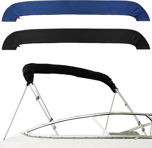 قطعتان من حذاء بيميني للتخزين العلوي 600D بيميني، غطاء بديل لقارب التخزين، غطاء مقاوم للماء لـ 3-4 أقواس أو أكبر من 3-4 أقواس بيميني، عرض 97-103 (أسود، أزرق داكن) in Saudi Arabia