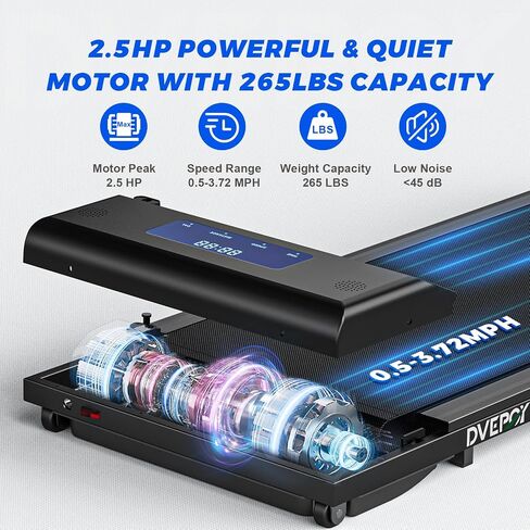 Walking Pad Treadmill: 3 in 1 Under Desk Treadmill 265 lb Capacity for Home Office, 2.5HP Powerful & Quiet Walking/Jogging Portable Treadmill with Remote Control/LCD Display, Easy Move with Wheel in Saudi Arabia