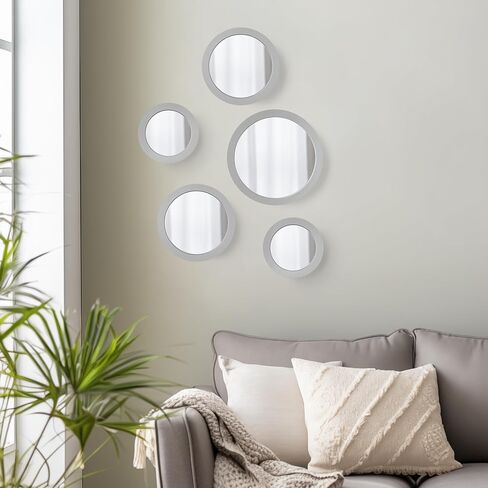 مجموعة Torre & Tagus Radius Asst مكونة من 5 مرايا مستديرة - فضي in Kuwait