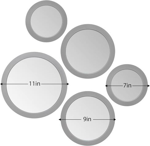 مجموعة Torre & Tagus Radius Asst مكونة من 5 مرايا مستديرة - فضي in Kuwait