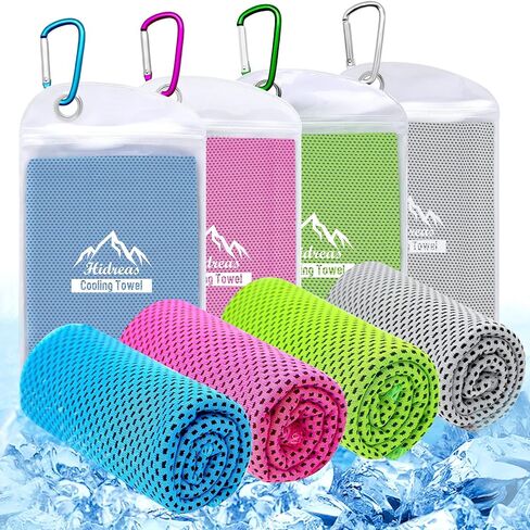 4 Pack Cooling Towels for Neck and Face Camping Cooling Towel Cold Towels Cool Towels for Sports, Yoga, Running, Workout, Camping, Fitness & More Activities Instant Cooling Relief(40"x12") in Kuwait