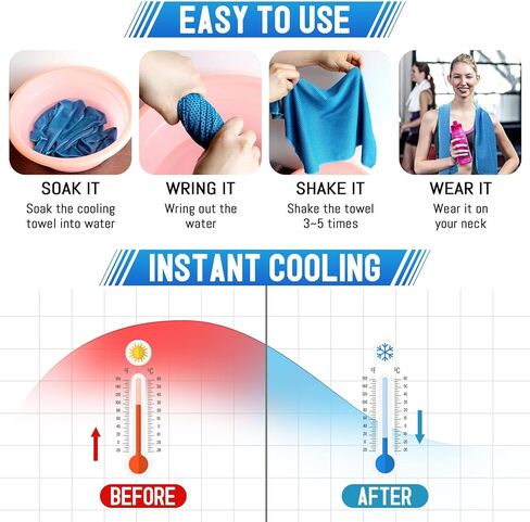 4 Pack Cooling Towels for Neck and Face Camping Cooling Towel Cold Towels Cool Towels for Sports, Yoga, Running, Workout, Camping, Fitness & More Activities Instant Cooling Relief(40"x12") in Kuwait