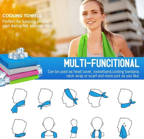 4 Pack Cooling Towels for Neck and Face Camping Cooling Towel Cold Towels Cool Towels for Sports, Yoga, Running, Workout, Camping, Fitness & More Activities Instant Cooling Relief(40"x12") in Kuwait