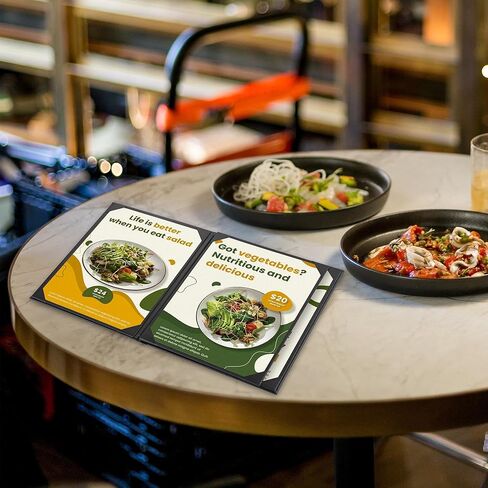 WeChef 10 عبوات من أغطية القائمة مقاس 8.5 بوصة × 11 بوصة 4 مشاهدات من الجلد على شكل كتاب مع صفحات ركن الألبوم الخارجية وبارات المطاعم والمقهى (أسود) in Kuwait