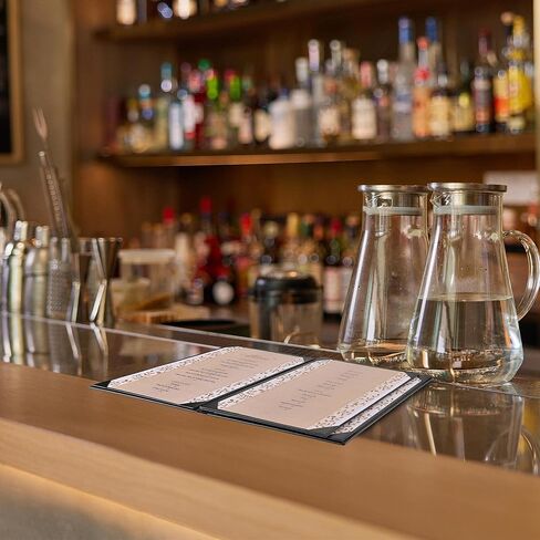 WeChef 10 عبوات من أغطية القائمة مقاس 8.5 بوصة × 11 بوصة 4 مشاهدات من الجلد على شكل كتاب مع صفحات ركن الألبوم الخارجية وبارات المطاعم والمقهى (أسود) in Kuwait