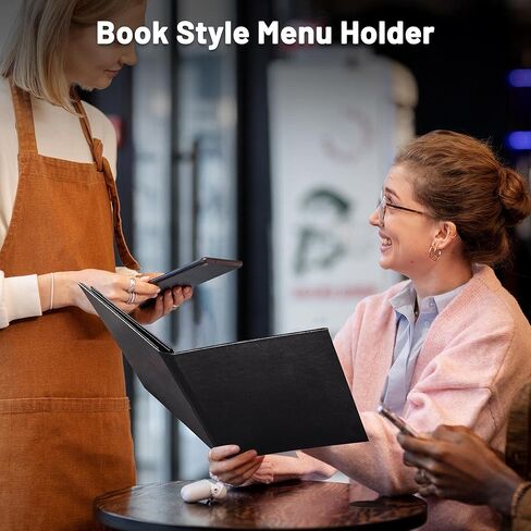 WeChef 10 عبوات من أغطية القائمة مقاس 8.5 بوصة × 11 بوصة 4 مشاهدات من الجلد على شكل كتاب مع صفحات ركن الألبوم الخارجية وبارات المطاعم والمقهى (أسود) in Kuwait