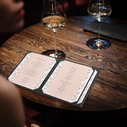 WeChef 10 عبوات من أغطية القائمة مقاس 8.5 بوصة × 11 بوصة 4 مشاهدات من الجلد على شكل كتاب مع صفحات ركن الألبوم الخارجية وبارات المطاعم والمقهى (أسود) in Kuwait