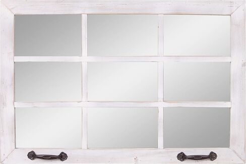 Patton Wall Decor 24x36 Distressed White Windowpane Wall Accent Mirror in Kuwait