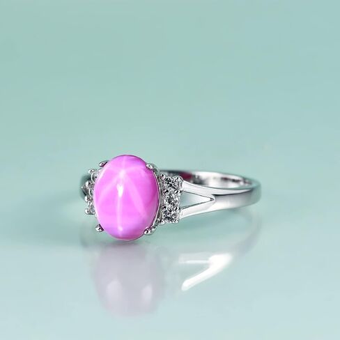 7/9 mm | 0.28"/0.35" Lab Star Sapphire Rings - Gem's Beauty Genuine 925 Sterling Silver Handmade Ring Birthstone Rings Engagement Rings（size 5-10） in Saudi Arabia