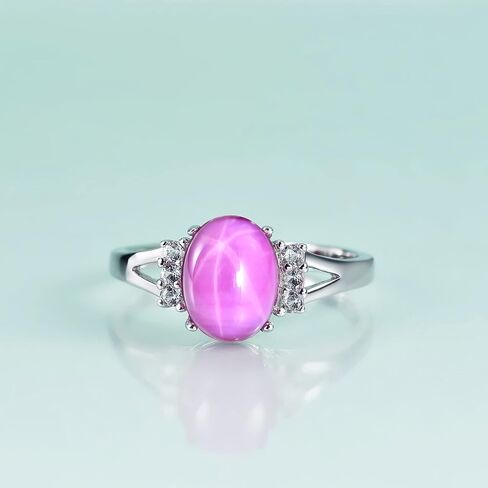 7/9 mm | 0.28"/0.35" Lab Star Sapphire Rings - Gem's Beauty Genuine 925 Sterling Silver Handmade Ring Birthstone Rings Engagement Rings（size 5-10） in Saudi Arabia