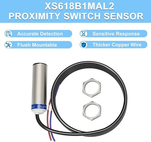 XS618B1MAL2 مستشعر القرب الحثي العالمي، كابل كهربائي بطول 2 متر، سلكين AC/DC لإدخال PNP أو NPN، بدون مخرج اتصال، تركيب مضمن، متعدد الوظائف in Kuwait