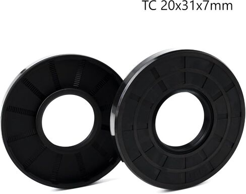 XiKe ختم عمود الزيت، أختام الشفاه، TC 20x31x7 مم غطاء مطاطي النتريل شفة مزدوجة مع زنبرك، أختام زيت لأعمدة التحمل، أعمدة دوارة، إلخ، عبوة سوداء من 2 in Saudi Arabia