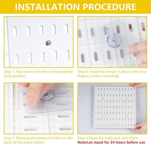 مجموعة مجموعة VIGIND Pegboard، 4 ألواح Pegboard و12 ملحقًا للتعليق على الحائط، مناسبة لتخزين الحائط، وتنظيم الحرف اليدوية، والعرض الزخرفي، مقاس 11 بوصة × 11 بوصة لكل منها in Kuwait