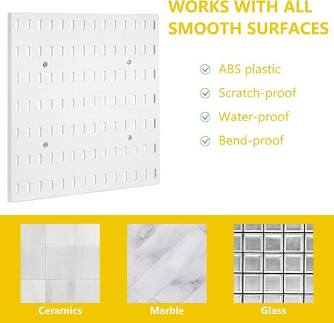 مجموعة مجموعة VIGIND Pegboard، 4 ألواح Pegboard و12 ملحقًا للتعليق على الحائط، مناسبة لتخزين الحائط، وتنظيم الحرف اليدوية، والعرض الزخرفي، مقاس 11 بوصة × 11 بوصة لكل منها in Kuwait