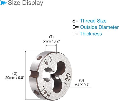 Metric Adjustable Round Die, M4 x 0.7, Alloy Steel Thread Left Hand Threading Die - (Applications: for Processing External Threads for Metal Plastic) in Saudi Arabia