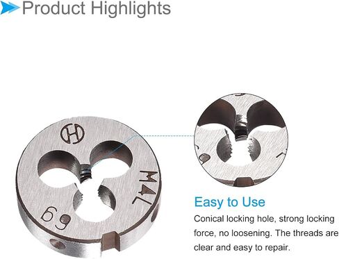 Metric Adjustable Round Die, M4 x 0.7, Alloy Steel Thread Left Hand Threading Die - (Applications: for Processing External Threads for Metal Plastic) in Saudi Arabia