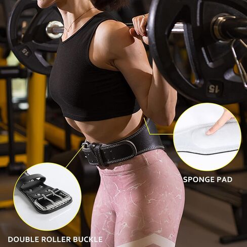Fashion Leather Fitness Weight Lifting Belt for Men & Women（4 inch wide）Gym Weight Belt Lumbar Back Support for Workout Squat Deadlift Training Weight Training Belt in Saudi Arabia