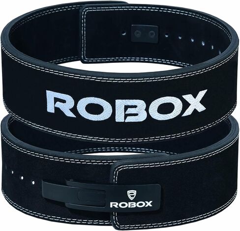 حزام رافعة رفع الأثقال من روبوكس - 4 بوصات دعم خلفي 10 ملم من الجلد السويدي، رفع الأثقال، القرفصاء، كمال الأجسام، صالة الألعاب الرياضية، التمرين، حزام رفع الأثقال للرجال والنساء in Kuwait