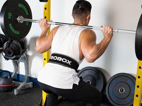 حزام رافعة رفع الأثقال من روبوكس - 4 بوصات دعم خلفي 10 ملم من الجلد السويدي، رفع الأثقال، القرفصاء، كمال الأجسام، صالة الألعاب الرياضية، التمرين، حزام رفع الأثقال للرجال والنساء in Kuwait