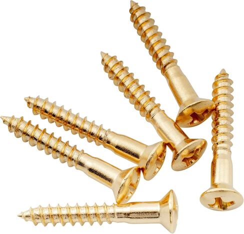Musiclily Ultra 3.5x25mm Stainless Steel Countersunk Mounting Screws for Electric Guitar Bass Bridge or Strap Button, Gold (Set of 6) in Saudi Arabia