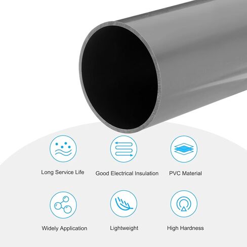 MECCANIXITY PVC Rigid Round Pipe 67.8mm ID 75mm(3 inch) OD 330mm/13" Light Grey High Impact for Water Pipe Crafts Cable Sleeve in Saudi Arabia