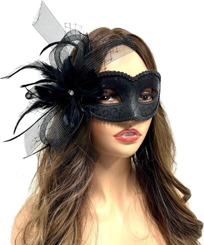 STORM BUY ] Lady/Women/Girls Costume Mask Feather Masquerade Mask Halloween Mardi Gras Cosplay Party in Saudi Arabia