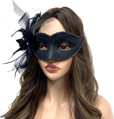 STORM BUY ] Lady/Women/Girls Costume Mask Feather Masquerade Mask Halloween Mardi Gras Cosplay Party in Saudi Arabia