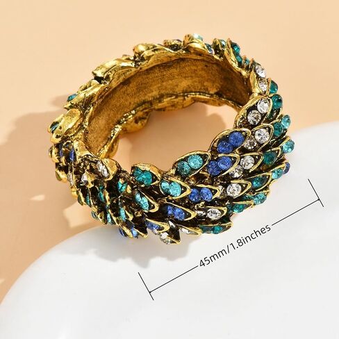 Jeweled Napkin Rings Set of 6 - Vintage Metal Crystal Rustic Peacock Napkin Ring Holders for Wedding Party Holiday, a Beautiful Dinner Table Décor (Multicolor) in Saudi Arabia
