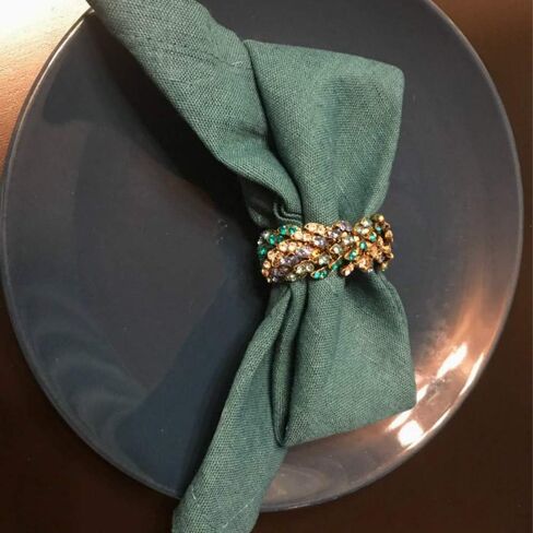 Jeweled Napkin Rings Set of 6 - Vintage Metal Crystal Rustic Peacock Napkin Ring Holders for Wedding Party Holiday, a Beautiful Dinner Table Décor (Multicolor) in Saudi Arabia