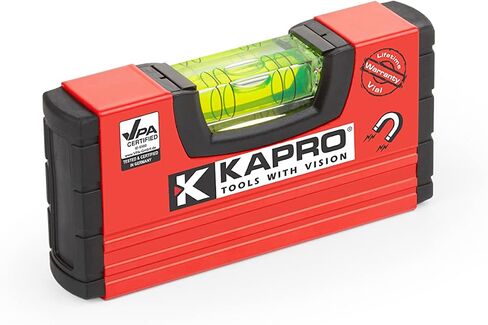 Kapro - 246 Handy Pocket Level - Magnetic - Features VPA Certified & Shock-Resistant Vial - with Rubber End Caps - Pocket-Sized and Compact - Aluminum Box Profile - 4" in Kuwait