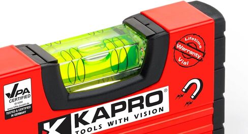Kapro - 246 Handy Pocket Level - Magnetic - Features VPA Certified & Shock-Resistant Vial - with Rubber End Caps - Pocket-Sized and Compact - Aluminum Box Profile - 4" in Kuwait