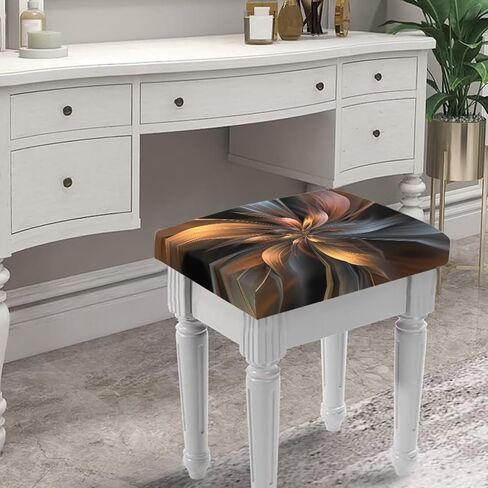 3D Flower Print Vanity Seat Cover Set of 2 Rectangle Stool Covers with Elastic Bottom Removable Soft Saddle Seat Cover Furniture Chair Seat Cover in Saudi Arabia
