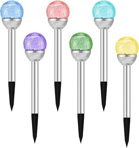 Solar Garden Lights Cracked Glass for Outdoor Waterproof Landscape Pathway Decorations 7 Colors Changing 6 Packs in Saudi Arabia