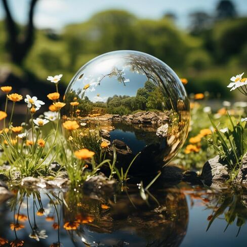 Stainless Steel Gazing Ball,Polished Ornament Sphere,Hollow Mirror Globe Floating Reflective Ball Polished Shiny Sphere for Home Pond and Garden Decoration 1Pcs(6inch) in Saudi Arabia