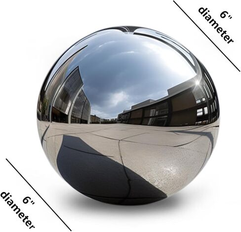 Stainless Steel Gazing Ball,Polished Ornament Sphere,Hollow Mirror Globe Floating Reflective Ball Polished Shiny Sphere for Home Pond and Garden Decoration 1Pcs(6inch) in Saudi Arabia