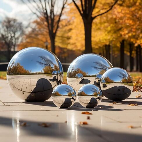 Stainless Steel Gazing Ball,Polished Ornament Sphere,Hollow Mirror Globe Floating Reflective Ball Polished Shiny Sphere for Home Pond and Garden Decoration 1Pcs(6inch) in Saudi Arabia