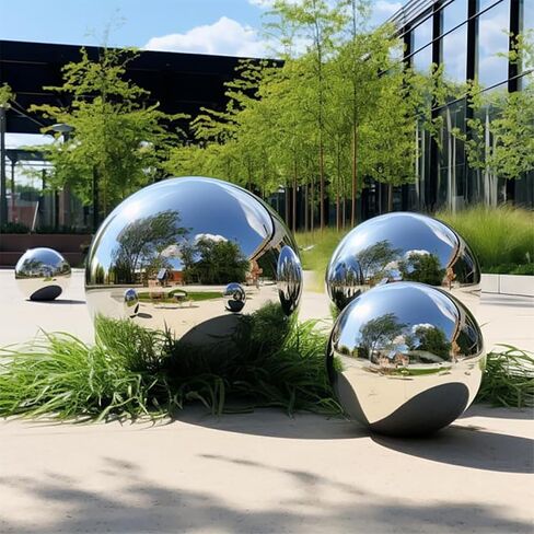 Stainless Steel Gazing Ball,Polished Ornament Sphere,Hollow Mirror Globe Floating Reflective Ball Polished Shiny Sphere for Home Pond and Garden Decoration 1Pcs(6inch) in Saudi Arabia