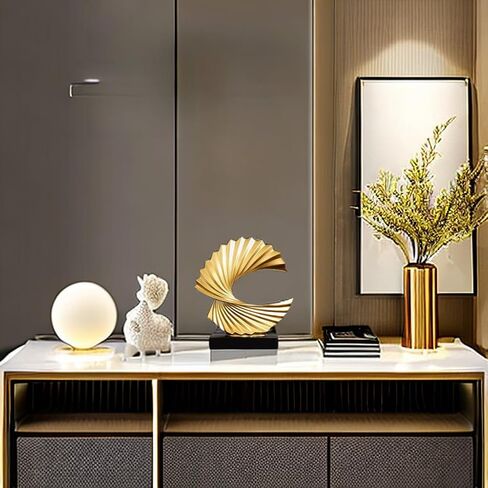 Gold Home Decor Accents Wave Resin art Statue,Modern Abstract Sculptures Decorations in Saudi Arabia